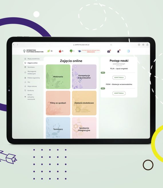 Laptop z otwartą stroną Internetową Platformy Edukacyjnej z widokiem na zajęcia online dla 2 klasy szkoły podstawowej.