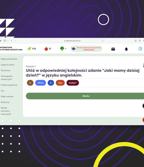 Przykładowe zadanie interaktywne na Internetowej Platformie Edukacyjnej dla uczniów w 1 klasie liceum.