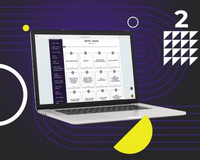 Laptop z otwartą stroną Internetową Platformy Edukacyjnej z widokiem na listę lekcji z chemii dla 2 klasy liceum.
