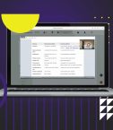 Laptop z otwartą stroną Internetową Platformy Edukacyjnej z widokiem na przykładowy webinar z języka angielskiego.
